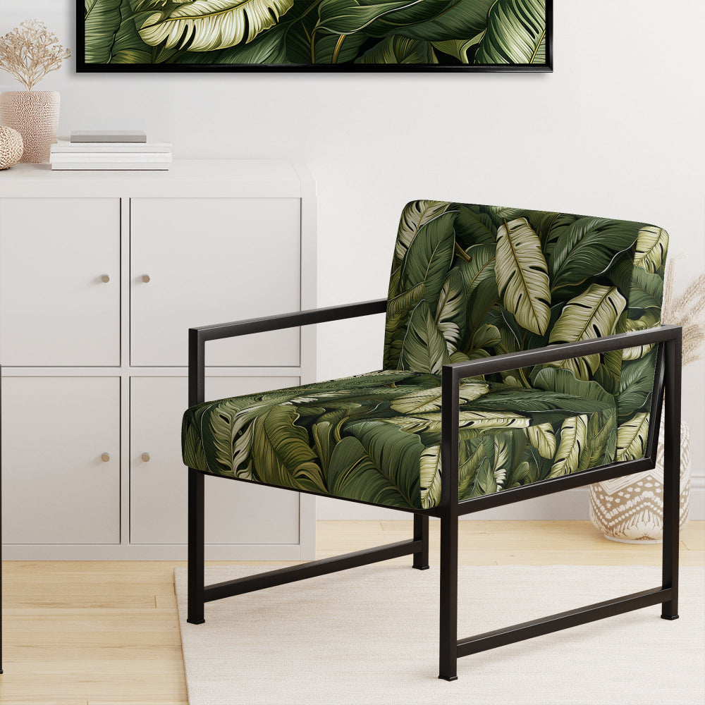 Green Yellow Banana Leaf Bliss Tropical Pattern - Tropical Accent Slipper Chair