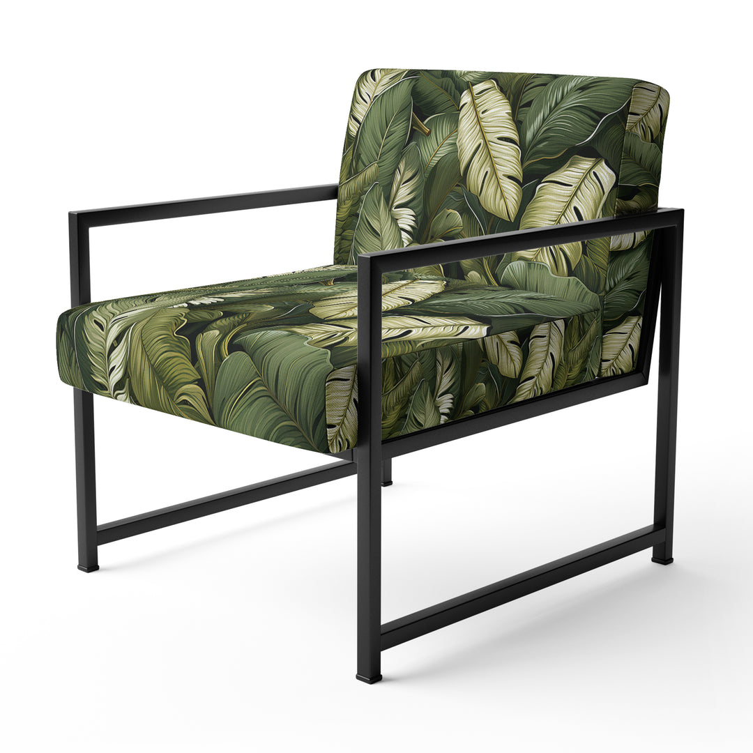 Green Yellow Banana Leaf Bliss Tropical Pattern - Tropical Accent Slipper Chair
