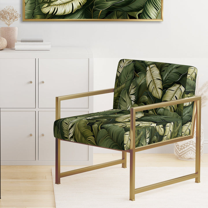 Green Yellow Banana Leaf Bliss Tropical Pattern - Tropical Accent Slipper Chair