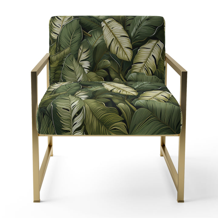 Green Yellow Banana Leaf Bliss Tropical Pattern - Tropical Accent Slipper Chair