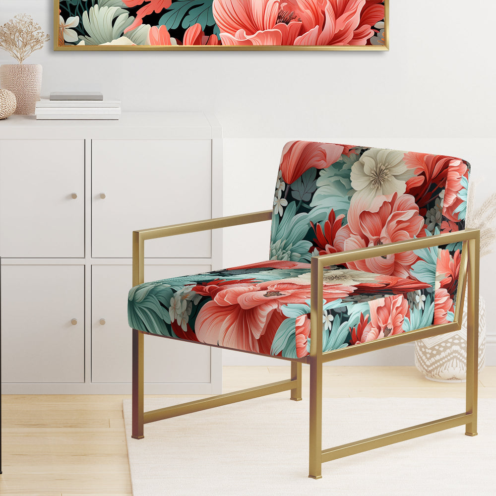Coral Serenade Tropical Pattern - Tropical Arm Chair