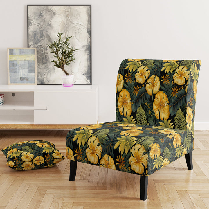 Monstera Magic Tropical Pattern - Upholstered Tropical Accent Chairs