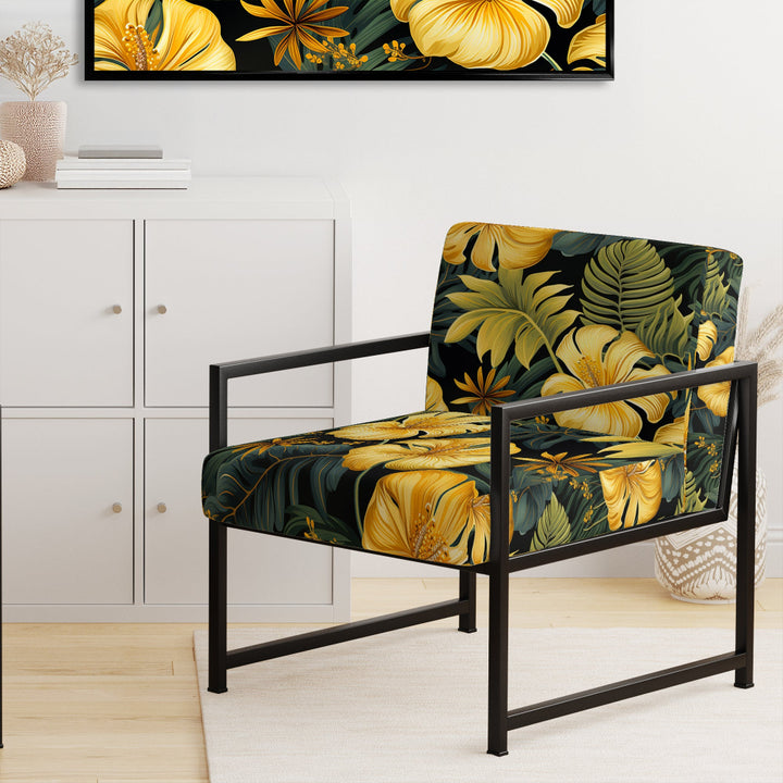 Monstera Magic Tropical Pattern - Upholstered Tropical Accent Chairs