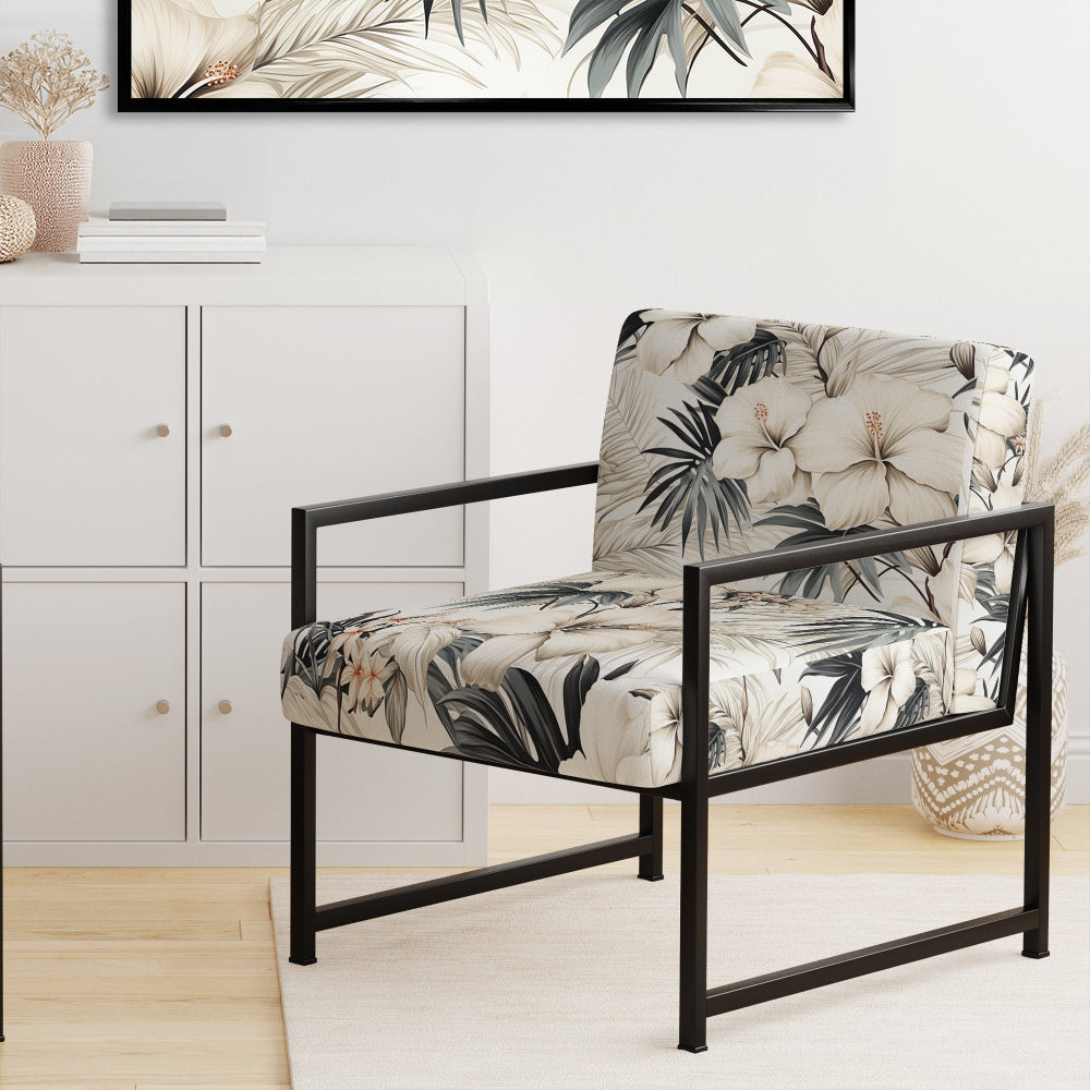 Neutral Zen Tropical Pattern - Tropical Arm Chair
