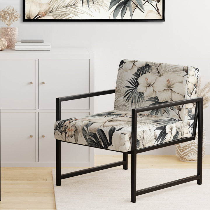 Neutral Zen Tropical Pattern - Tropical Arm Chair