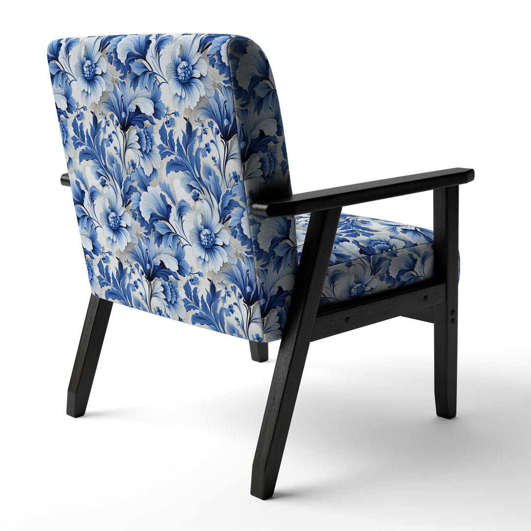 Cobalt Blue Acanthus Leaves Victorian Pattern - Cottage Accent Slipper Chair