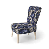 Cobalt Blue Baroque Scrolls Victorian Pattern- Upholstered Accent Chair