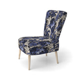 Cobalt Blue Baroque Scrolls Victorian Pattern- Upholstered Accent Chair