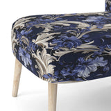 Cobalt Blue Baroque Scrolls Victorian Pattern- Upholstered Accent Chair