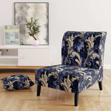 Cobalt Blue Baroque Scrolls Victorian Pattern- Upholstered Accent Chair