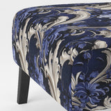 Cobalt Blue Baroque Scrolls Victorian Pattern- Upholstered Accent Chair