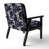 Cobalt Blue Baroque Scrolls Victorian Pattern- Upholstered Accent Chair