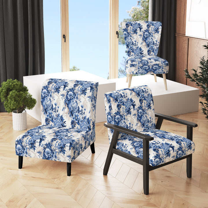 Cobalt Blue Cameo Victorian Pattern - Cottage Arm Chair