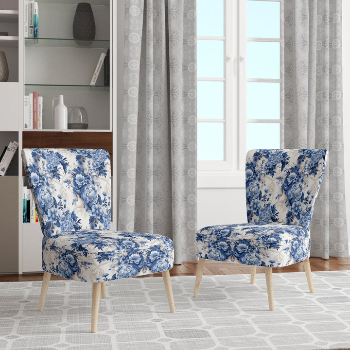 Cobalt Blue Cameo Victorian Pattern - Cottage Arm Chair