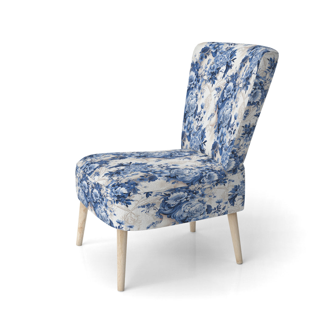Cobalt Blue Cameo Victorian Pattern - Cottage Arm Chair