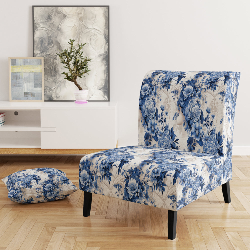 Cobalt Blue Cameo Victorian Pattern - Cottage Arm Chair