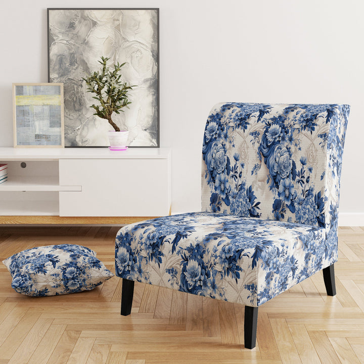 Cobalt Blue Cameo Victorian Pattern - Cottage Arm Chair