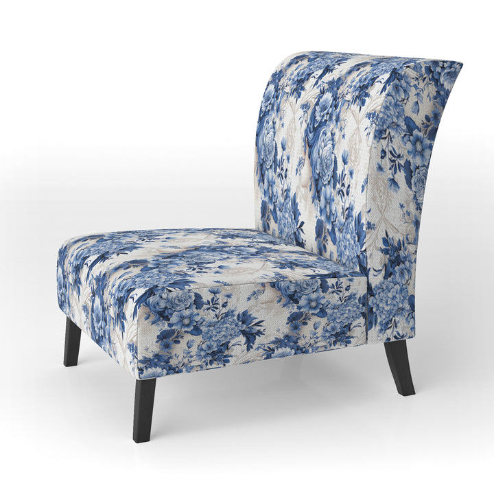 Cobalt Blue Cameo Victorian Pattern - Cottage Arm Chair