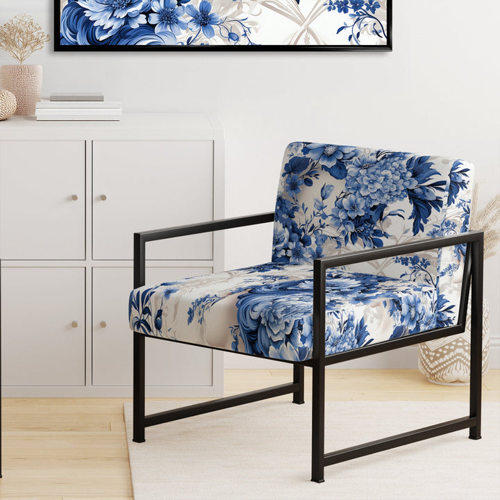 Cobalt Blue Cameo Victorian Pattern - Cottage Arm Chair