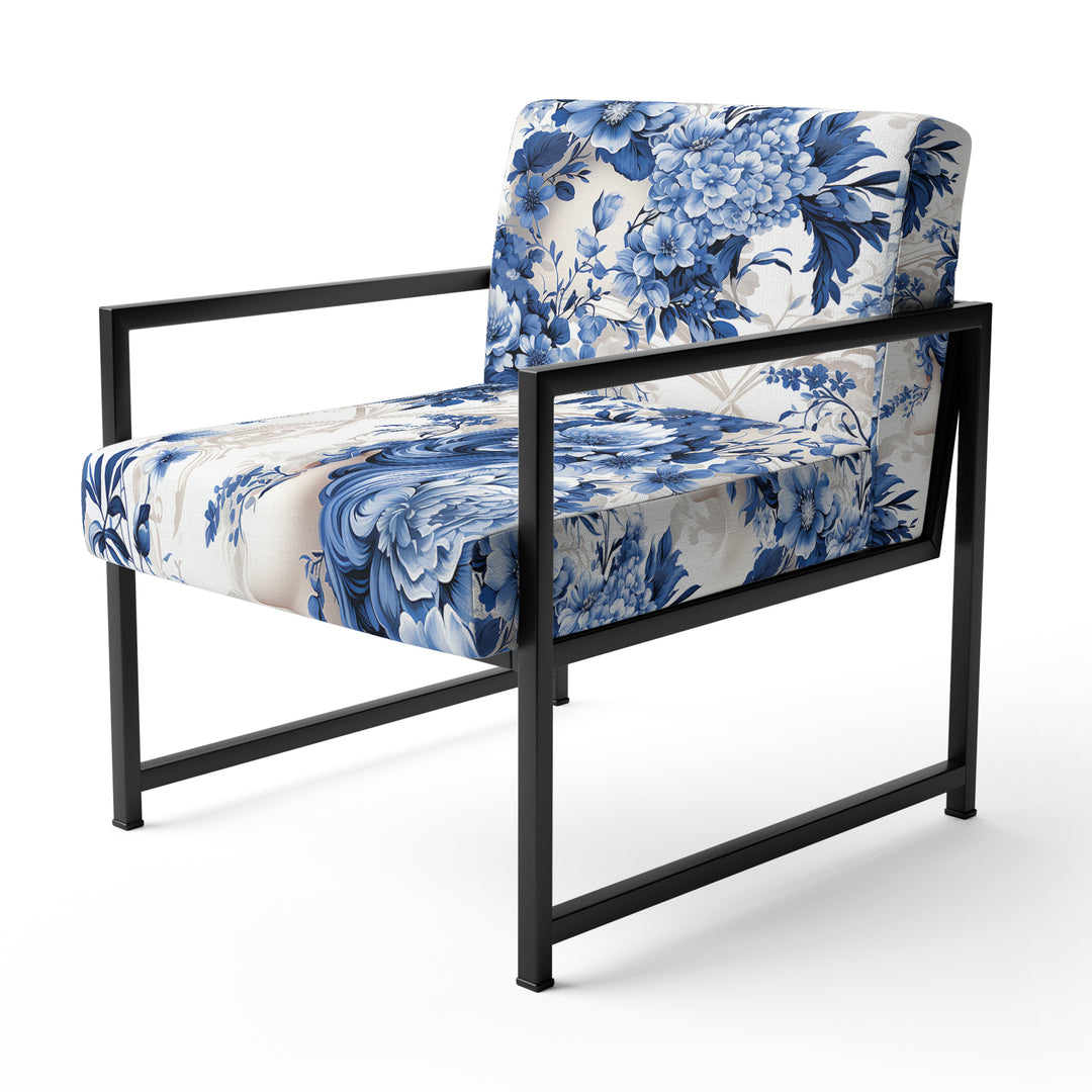 Cobalt Blue Cameo Victorian Pattern - Cottage Arm Chair