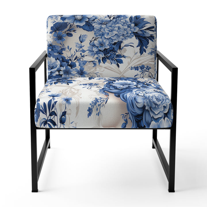 Cobalt Blue Cameo Victorian Pattern - Cottage Arm Chair