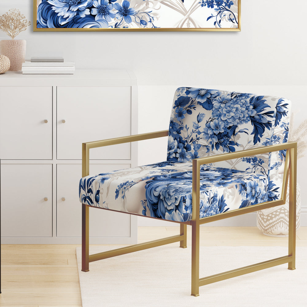 Cobalt Blue Cameo Victorian Pattern - Cottage Arm Chair