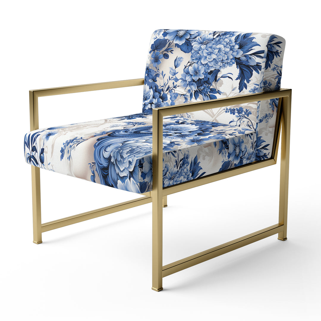 Cobalt Blue Cameo Victorian Pattern - Cottage Arm Chair