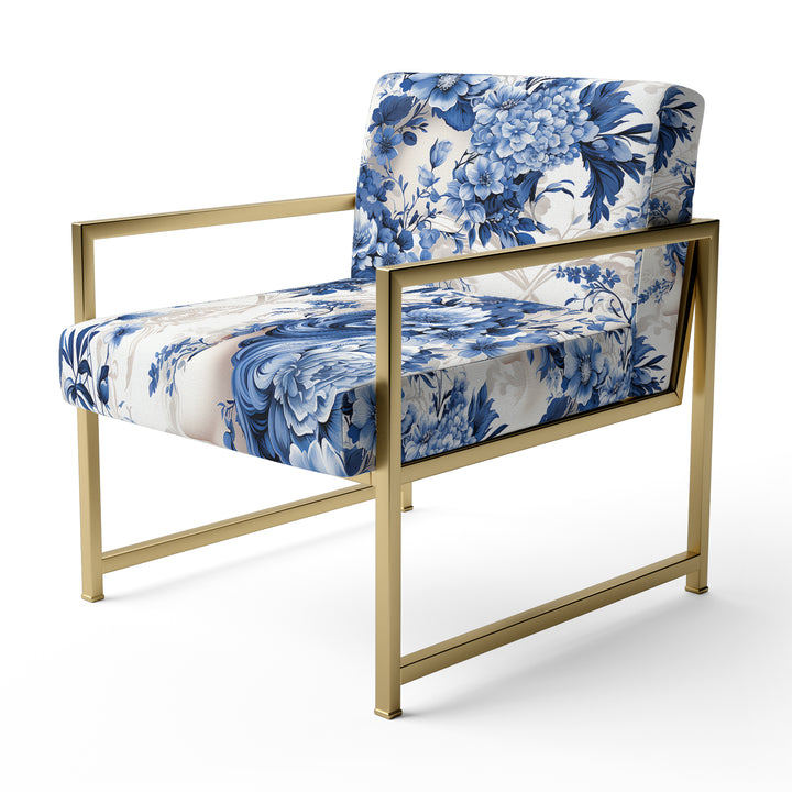 Cobalt Blue Cameo Victorian Pattern - Cottage Arm Chair