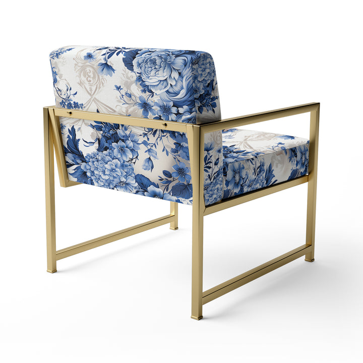 Cobalt Blue Cameo Victorian Pattern - Cottage Arm Chair