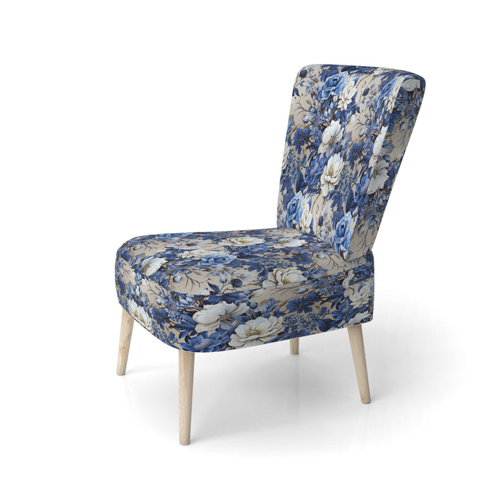 Cobalt Blue Chinoiserie Ii Victorian Pattern - Cottage Accent Side Chair