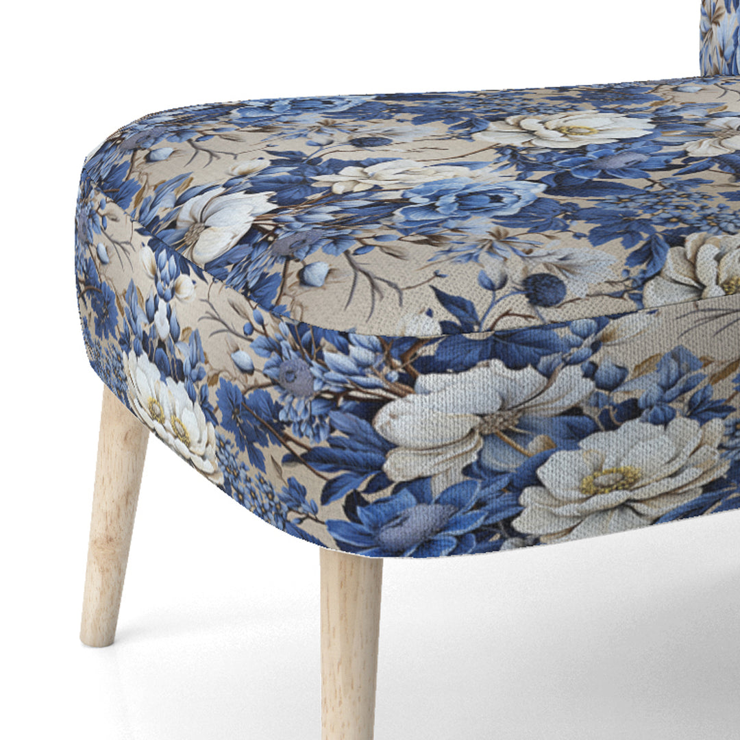 Cobalt Blue Chinoiserie Ii Victorian Pattern - Cottage Accent Side Chair
