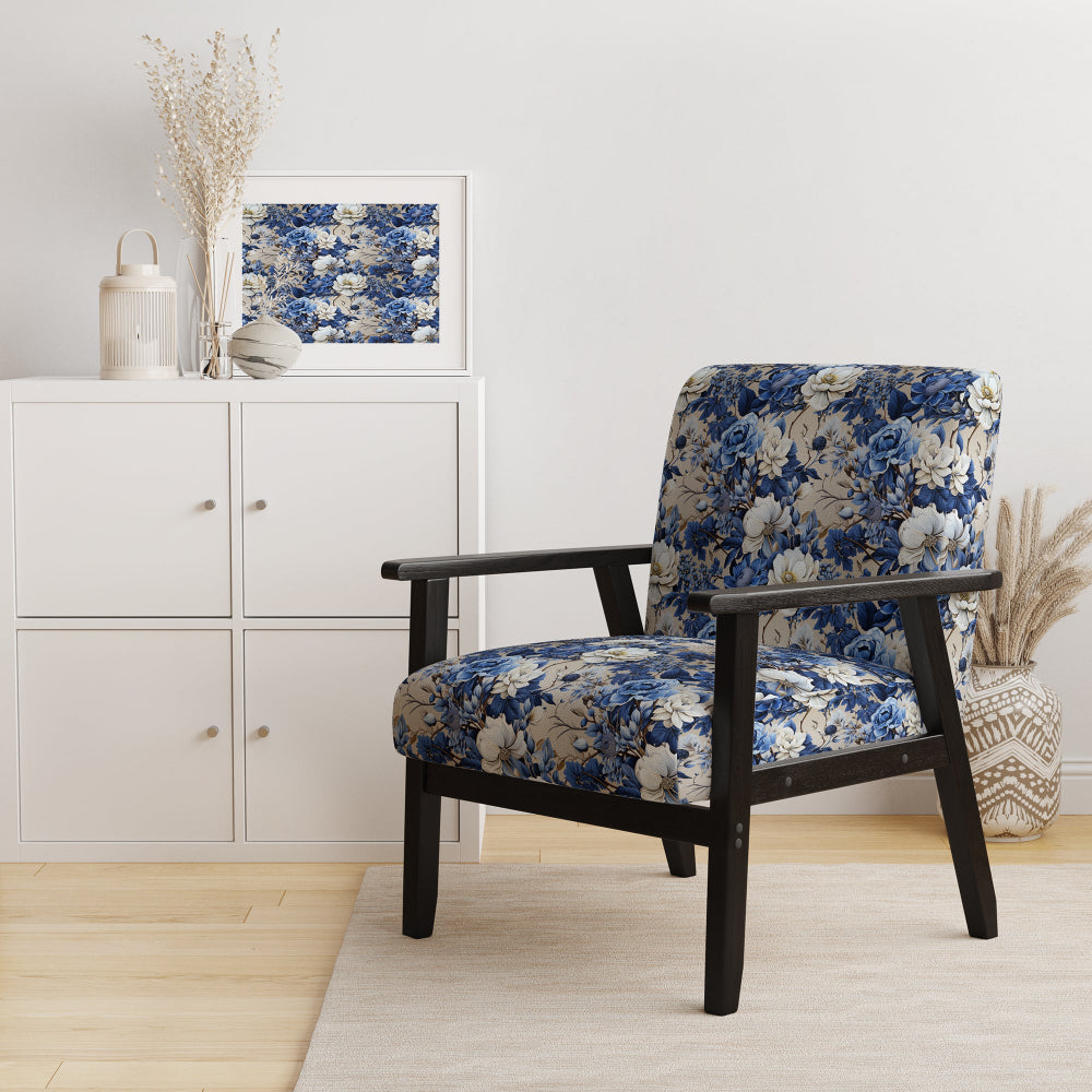 Cobalt Blue Chinoiserie Ii Victorian Pattern - Cottage Accent Side Chair