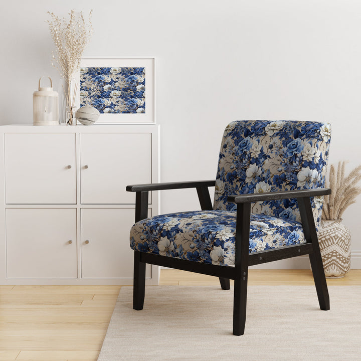 Cobalt Blue Chinoiserie Ii Victorian Pattern - Cottage Accent Side Chair