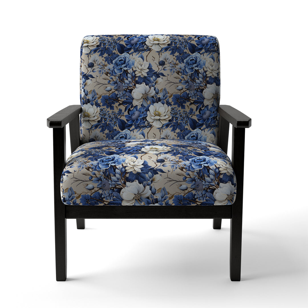 Cobalt Blue Chinoiserie Ii Victorian Pattern - Cottage Accent Side Chair