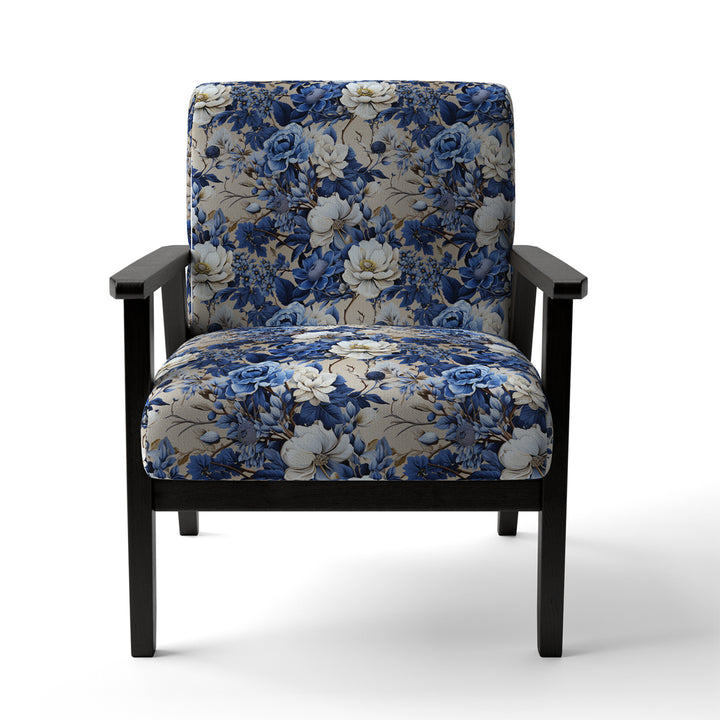 Cobalt Blue Chinoiserie Ii Victorian Pattern - Cottage Accent Side Chair
