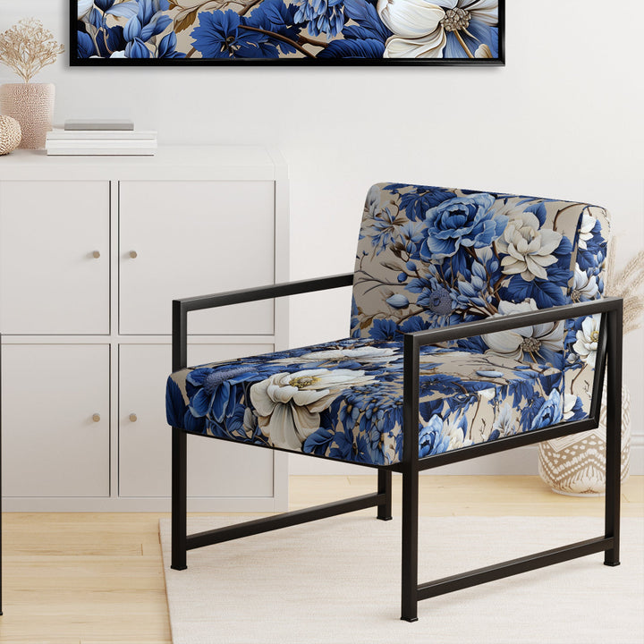 Cobalt Blue Chinoiserie Ii Victorian Pattern - Cottage Accent Side Chair