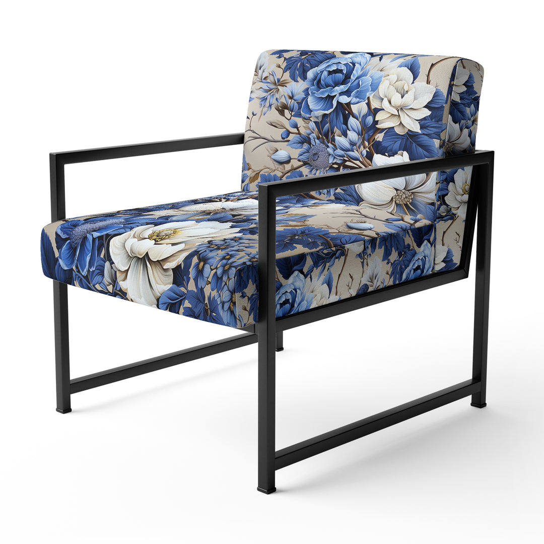 Cobalt Blue Chinoiserie Ii Victorian Pattern - Cottage Accent Side Chair