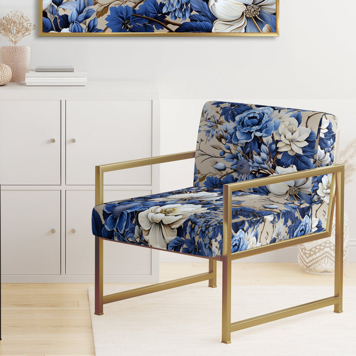 Cobalt Blue Chinoiserie Ii Victorian Pattern - Cottage Accent Side Chair