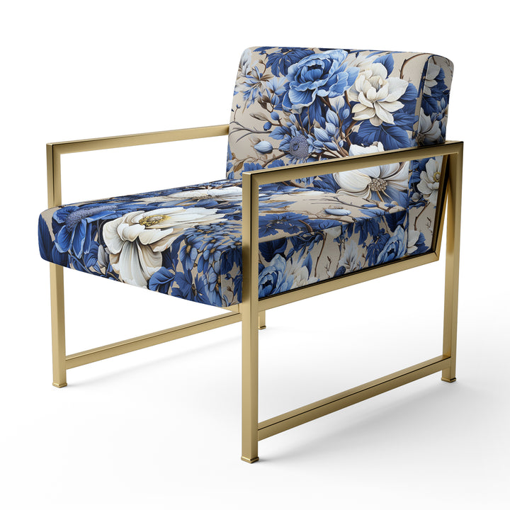 Cobalt Blue Chinoiserie Ii Victorian Pattern - Cottage Accent Side Chair