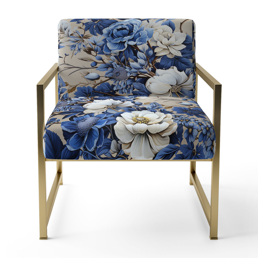 Cobalt Blue Chinoiserie Ii Victorian Pattern - Cottage Accent Side Chair