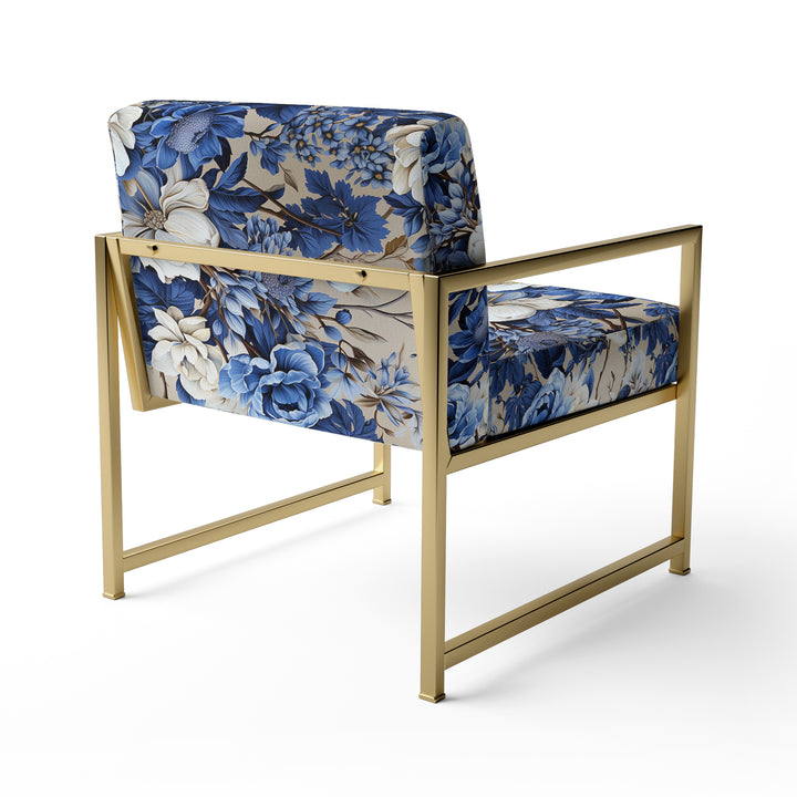 Cobalt Blue Chinoiserie Ii Victorian Pattern - Cottage Accent Side Chair