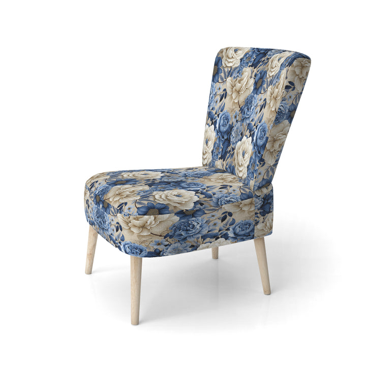 Blue Neo Victorian Roses Victorian Pattern - Cottage Arm Chair