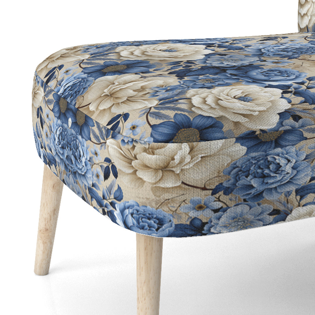 Blue Neo Victorian Roses Victorian Pattern - Cottage Arm Chair