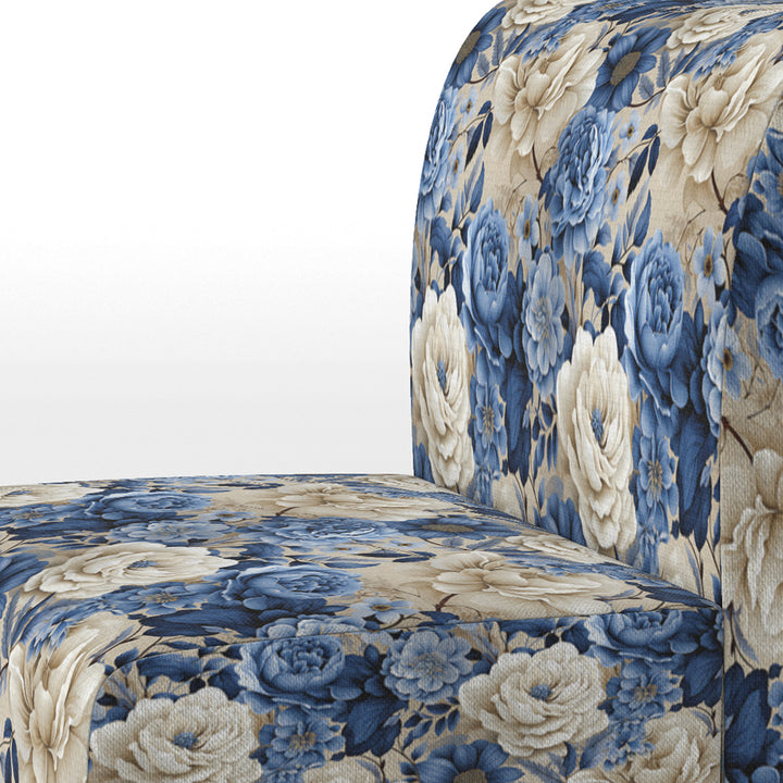 Blue Neo Victorian Roses Victorian Pattern - Cottage Arm Chair