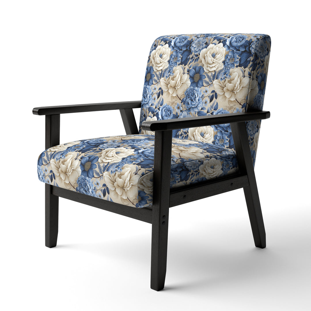 Blue Neo Victorian Roses Victorian Pattern - Cottage Arm Chair