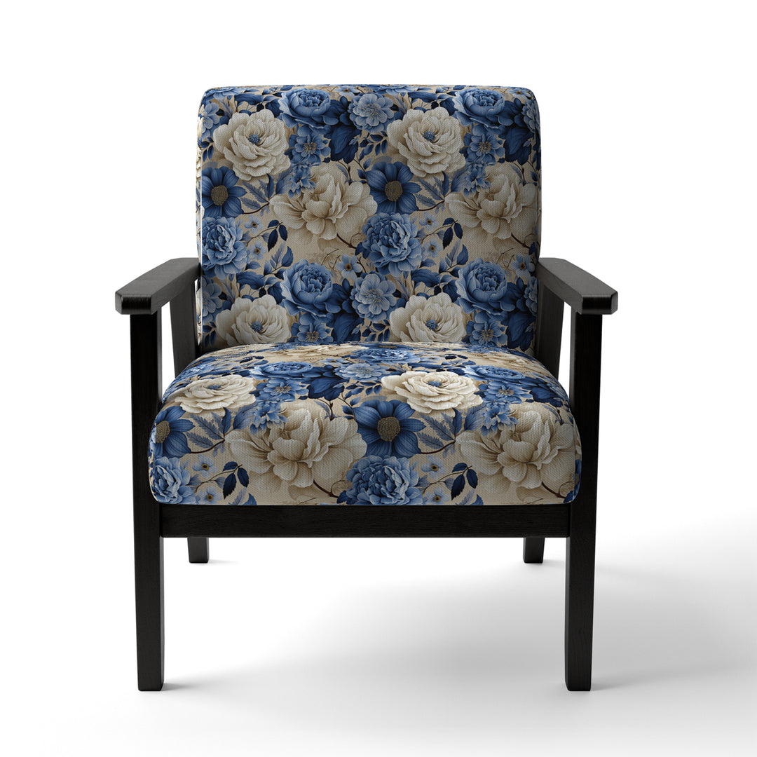 Blue Neo Victorian Roses Victorian Pattern - Cottage Arm Chair