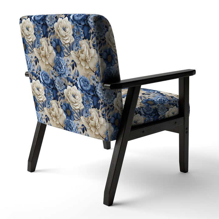 Blue Neo Victorian Roses Victorian Pattern - Cottage Arm Chair