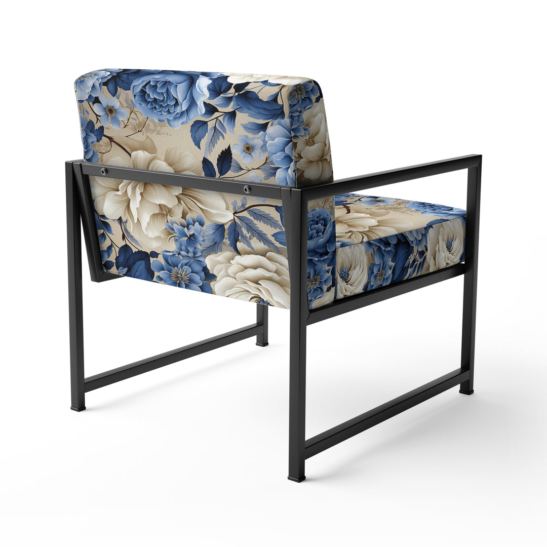 Blue Neo Victorian Roses Victorian Pattern - Cottage Arm Chair