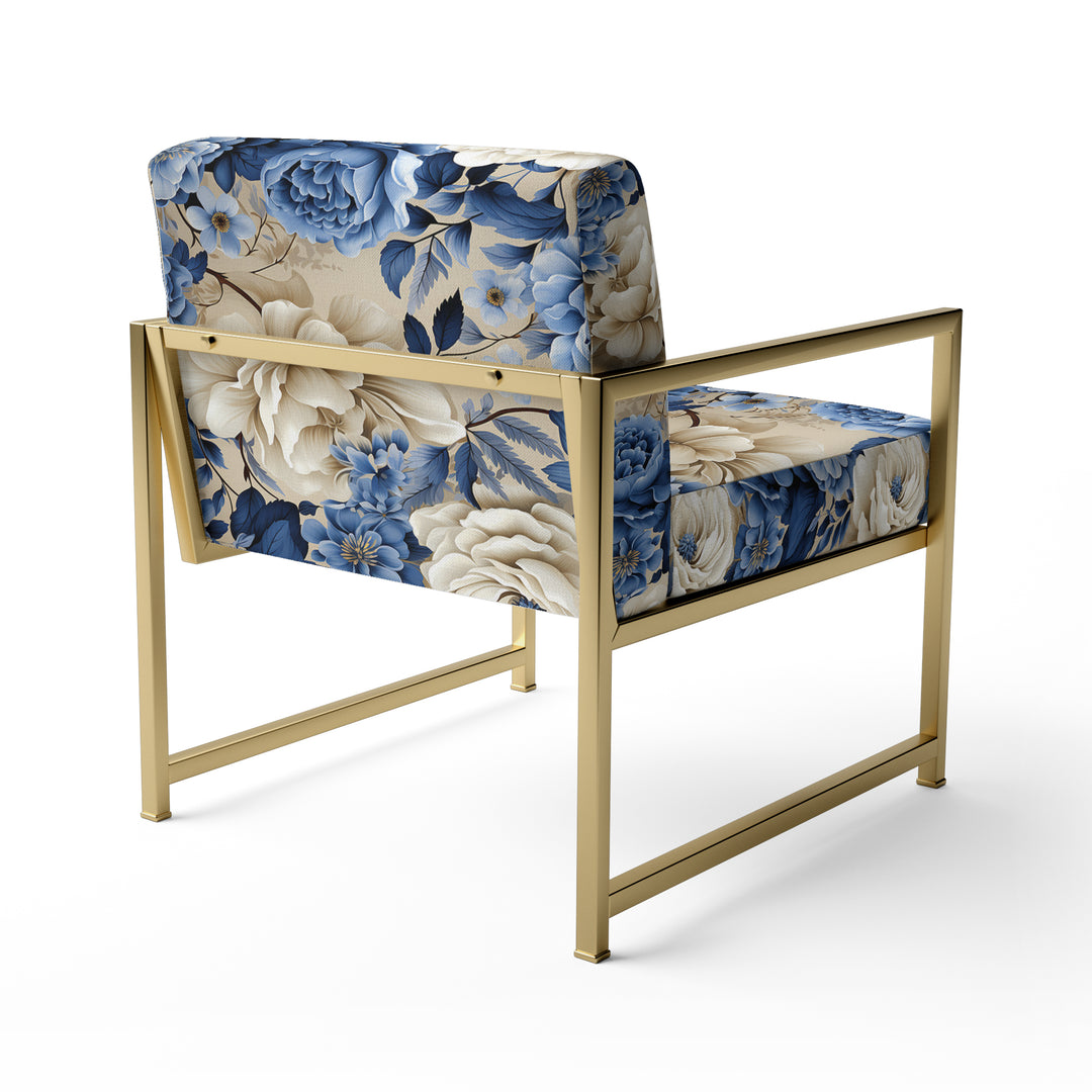 Blue Neo Victorian Roses Victorian Pattern - Cottage Arm Chair
