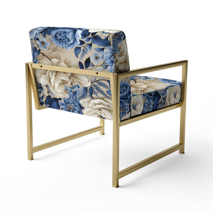 Blue Neo Victorian Roses Victorian Pattern - Cottage Arm Chair